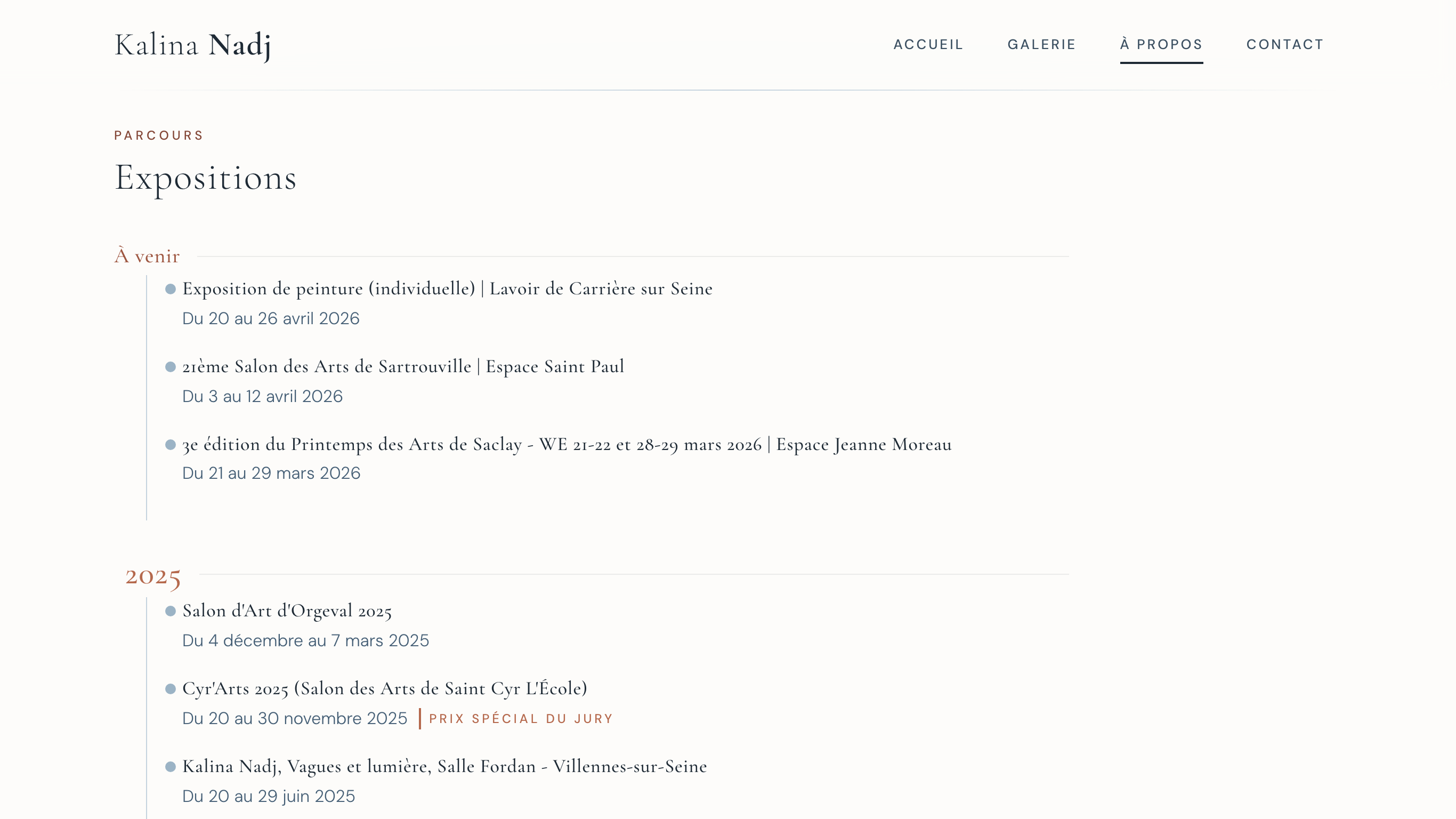 Expositions -- Galerie Kalina Nadj -- Desktop / 2732 x 1536